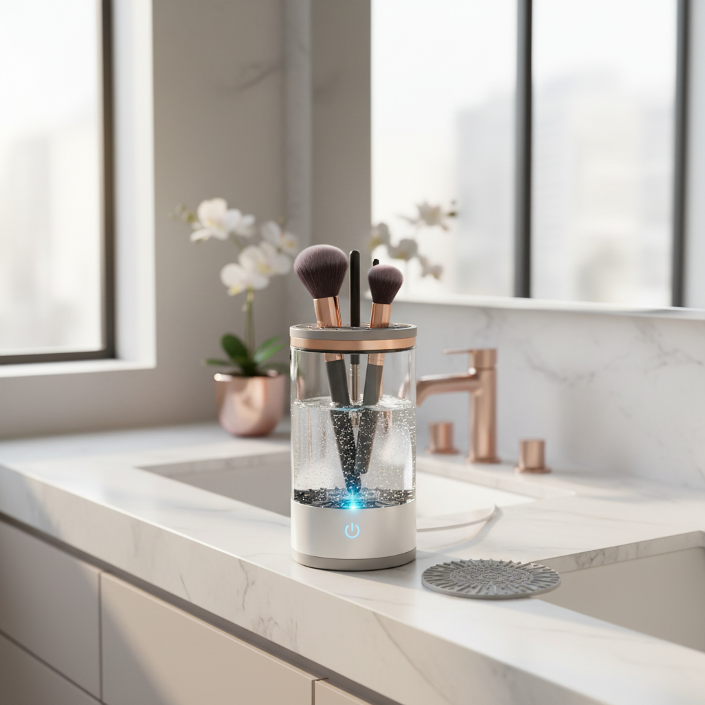 Lifestyle shot of Electric Makeup Brush Cleaner Machine